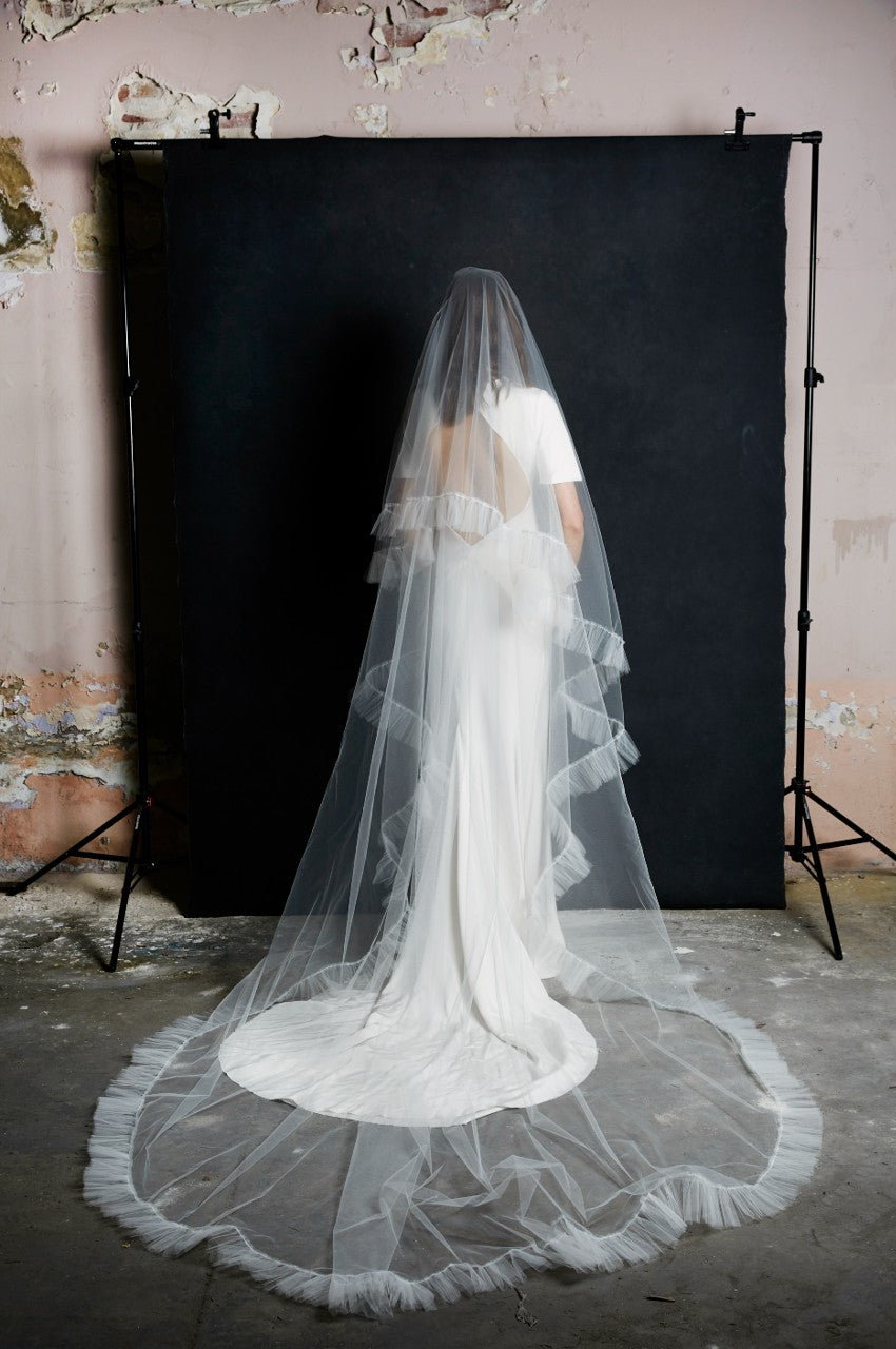 4.8 Ruched Tulle Veil - Two Tier
