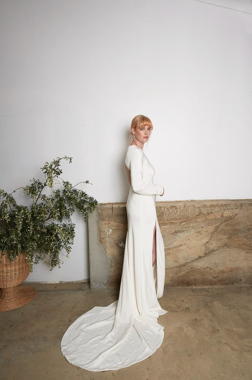 1.6C Natural Gown - Long Sleeve & Side Split