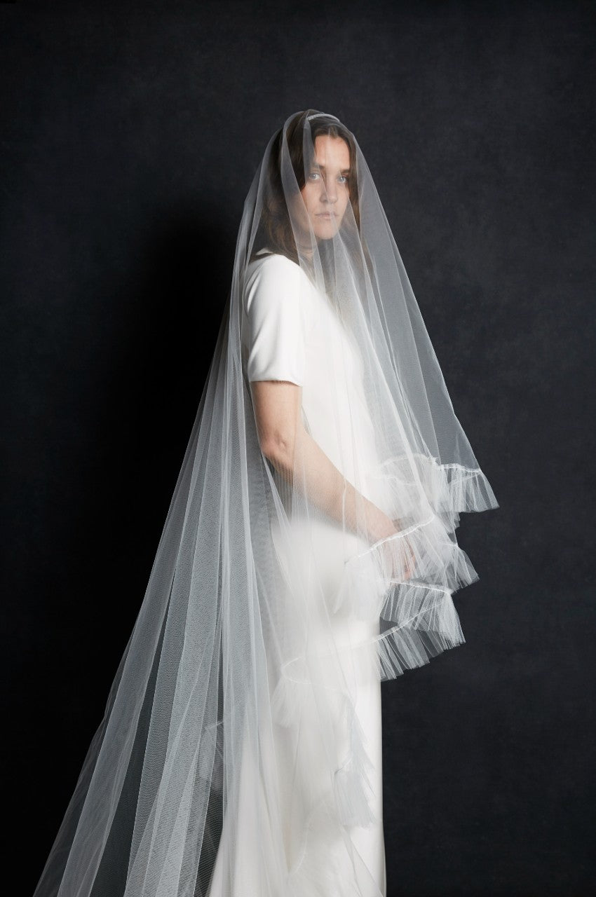 4.8 Ruched Tulle Veil - Two Tier