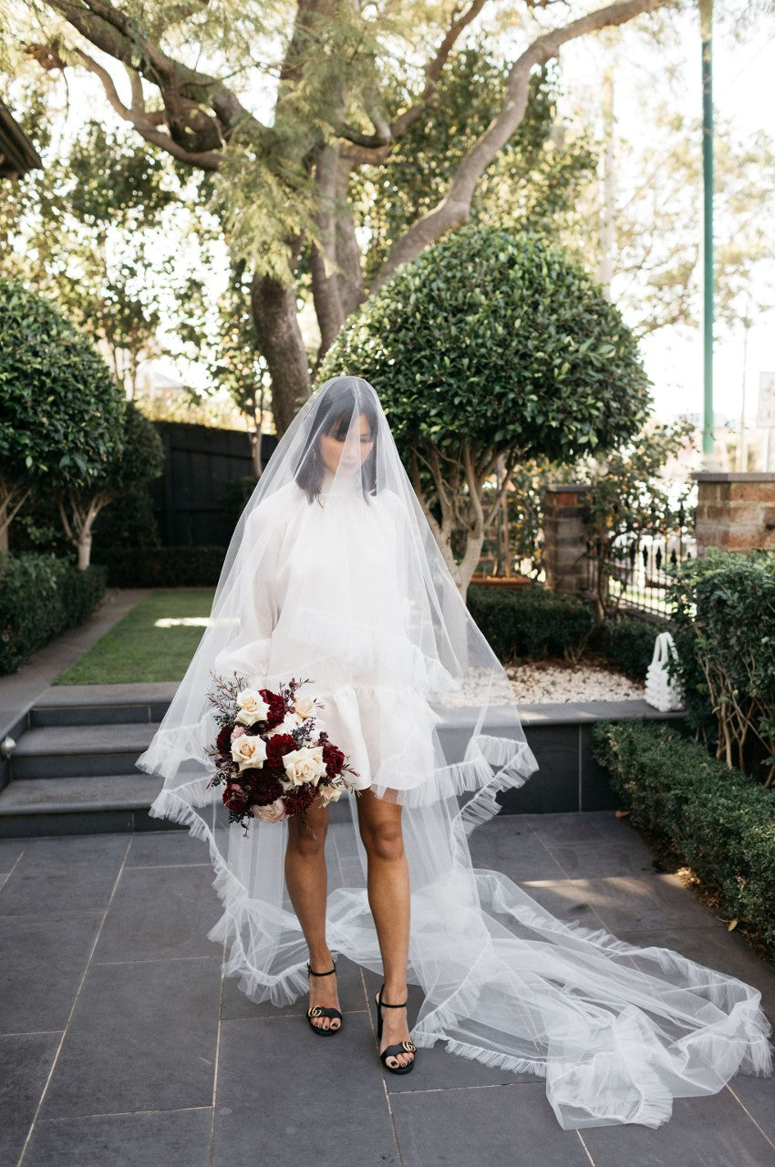 4.8 Ruched Tulle Veil - Two Tier