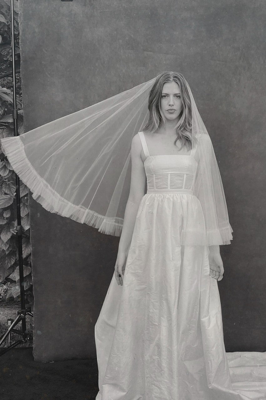 4.18 Ruched Tulle Veil - Circular Cut