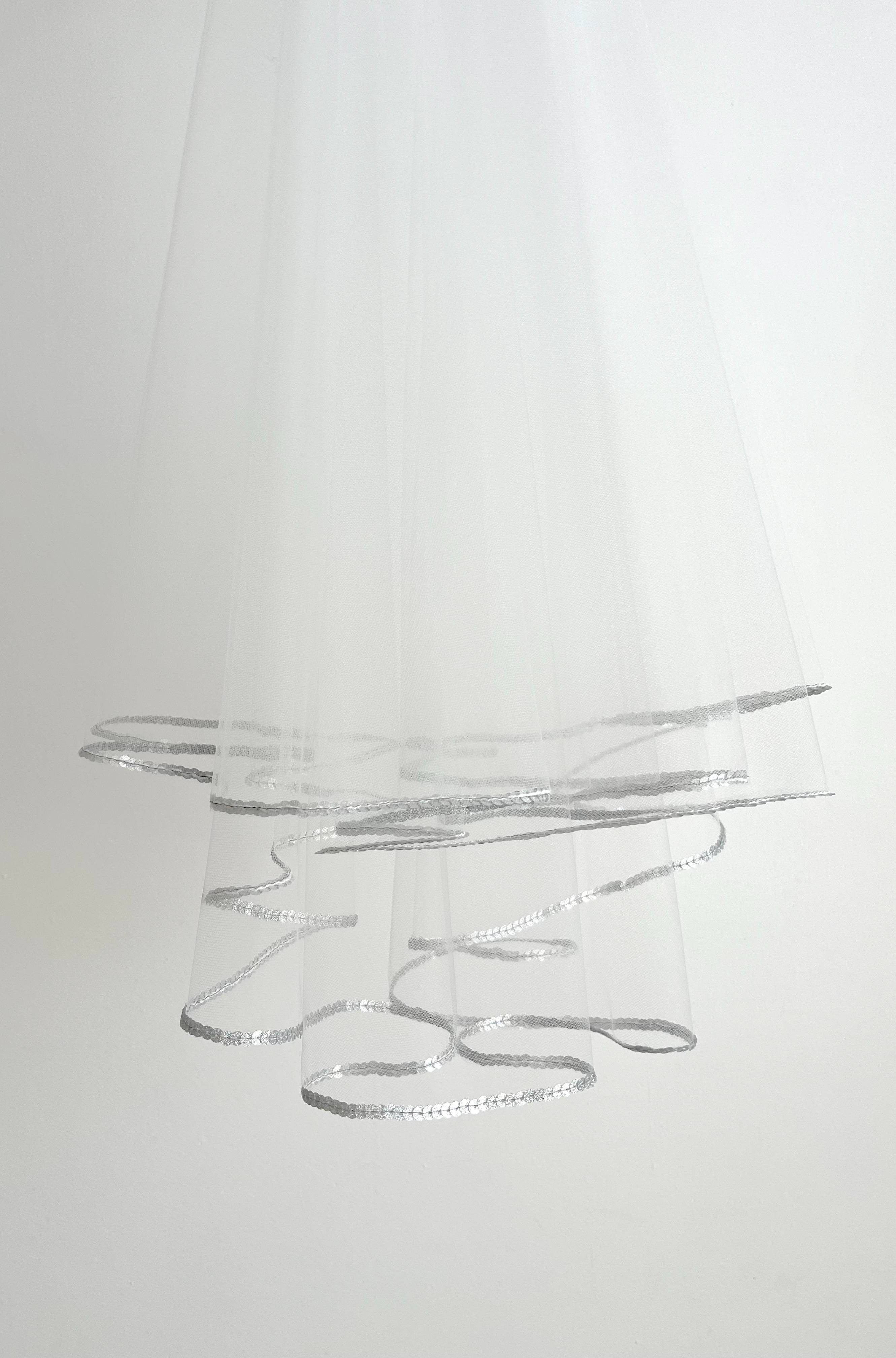 Sequin Perimeter Veil - Two Tier Sample (80 / 90 cm)