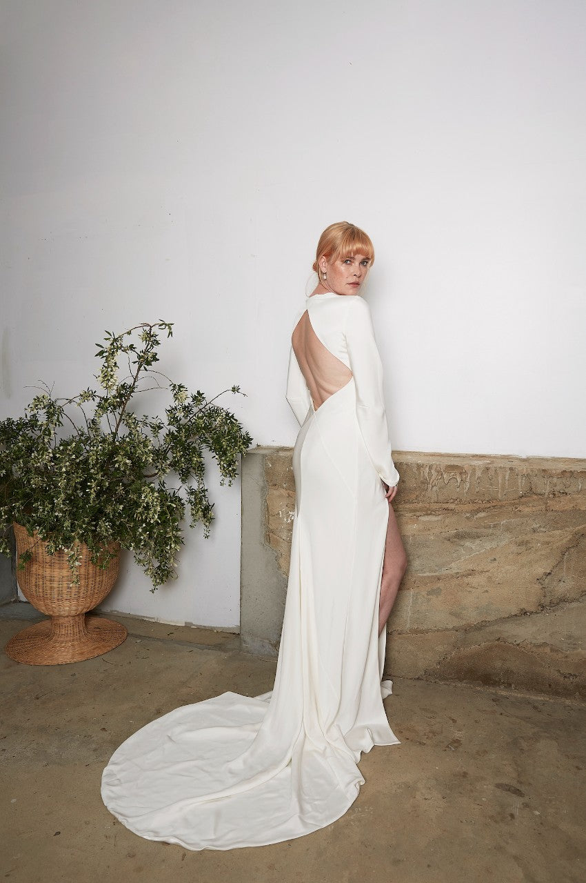 1.6C Natural Gown - Long Sleeve & Side Split